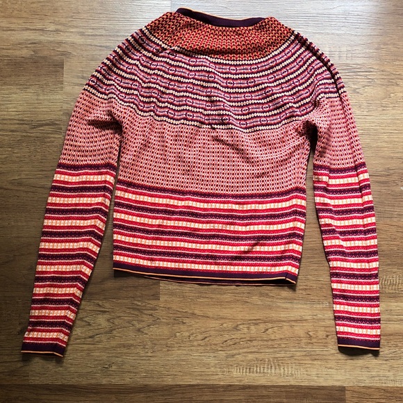 Zara Knit Sweater with Red and Orange Pattern - Picture 3 of 5